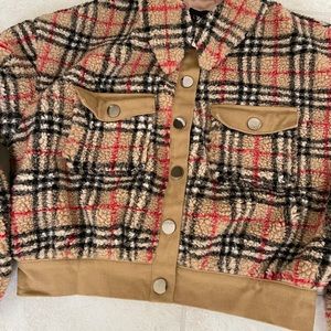 Women’s Plaid Fleece Bomber Jacket